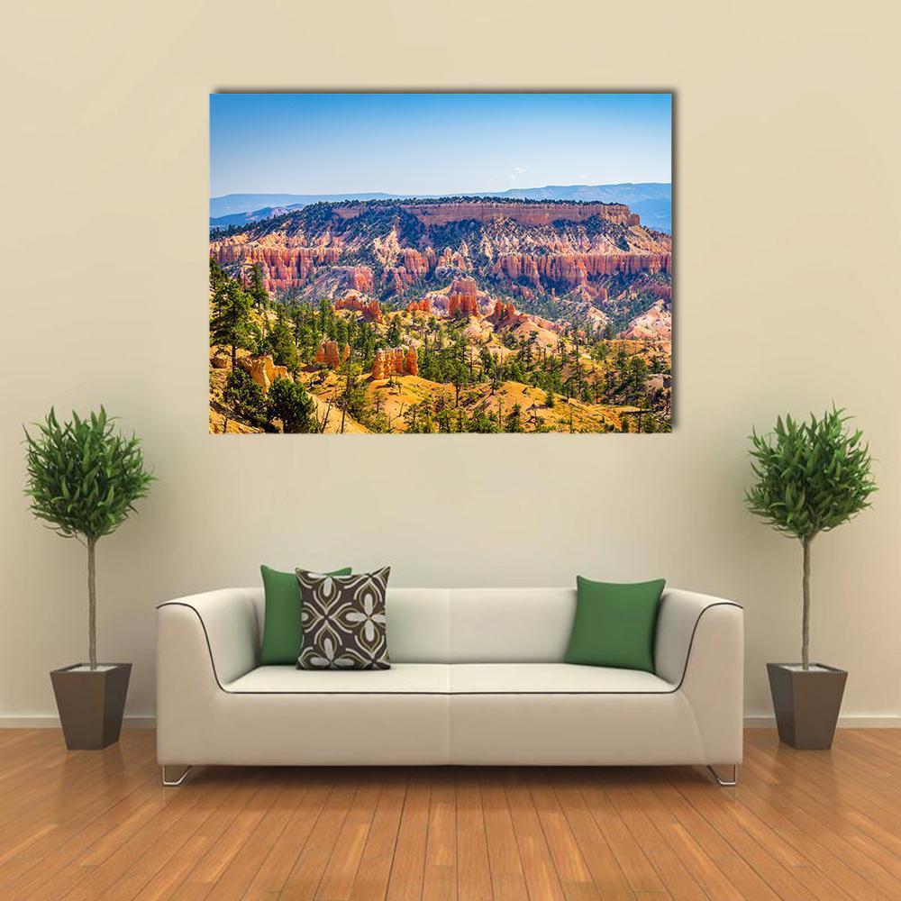 Bryce Canyon Hoodoos Canvas Wall Art in brown, orange and blue, single panel hung on a wall