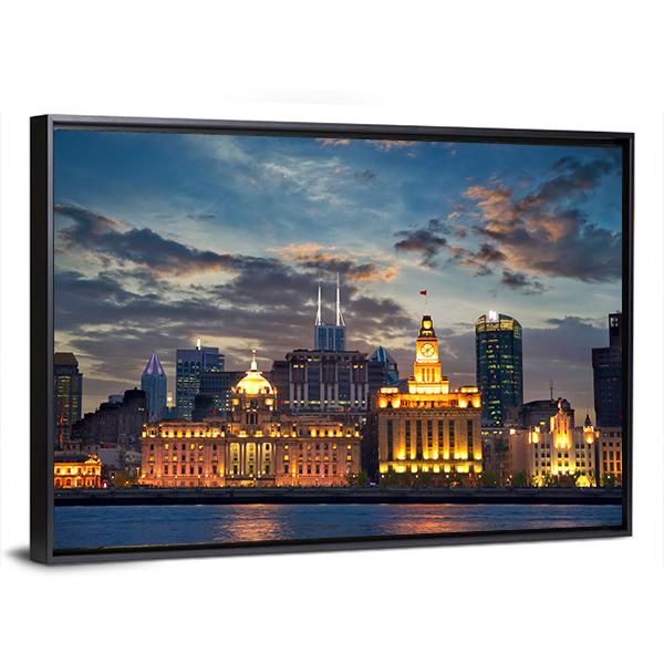The Bund In Shanghai Canvas Wall Art-3 Horizontal-Gallery Wrap-25" x 16"-Tiaracle