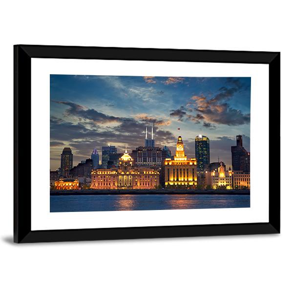 The Bund In Shanghai Canvas Wall Art-3 Horizontal-Gallery Wrap-25" x 16"-Tiaracle