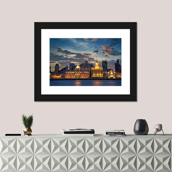 The Bund In Shanghai Canvas Wall Art-3 Horizontal-Gallery Wrap-25" x 16"-Tiaracle