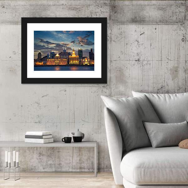 The Bund In Shanghai Canvas Wall Art-3 Horizontal-Gallery Wrap-25" x 16"-Tiaracle