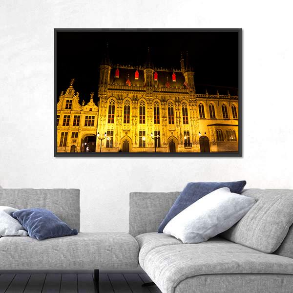 The Burg Square In Bruges Canvas Wall Art-1 Piece-Floating Frame-24" x 16"-Tiaracle