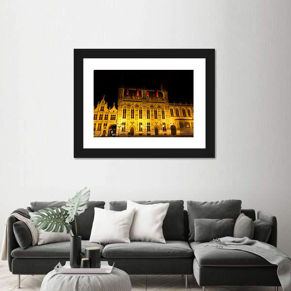 The Burg Square In Bruges Canvas Wall Art-1 Piece-Framed Print-20" x 16"-Tiaracle