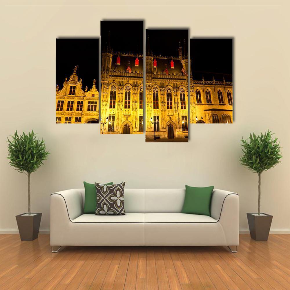 The Burg Square In Bruges Canvas Wall Art-4 Pop-Gallery Wrap-50" x 32"-Tiaracle