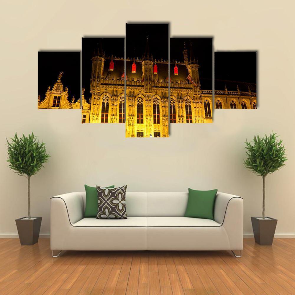 The Burg Square In Bruges Canvas Wall Art-5 Star-Gallery Wrap-62" x 32"-Tiaracle