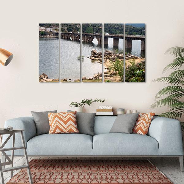 The Burguillo Reservoir Bridge Canvas Wall Art-5 Horizontal-Gallery Wrap-22" x 12"-Tiaracle