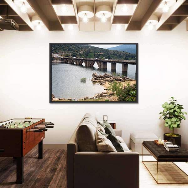The Burguillo Reservoir Bridge Canvas Wall Art-3 Horizontal-Gallery Wrap-25" x 16"-Tiaracle