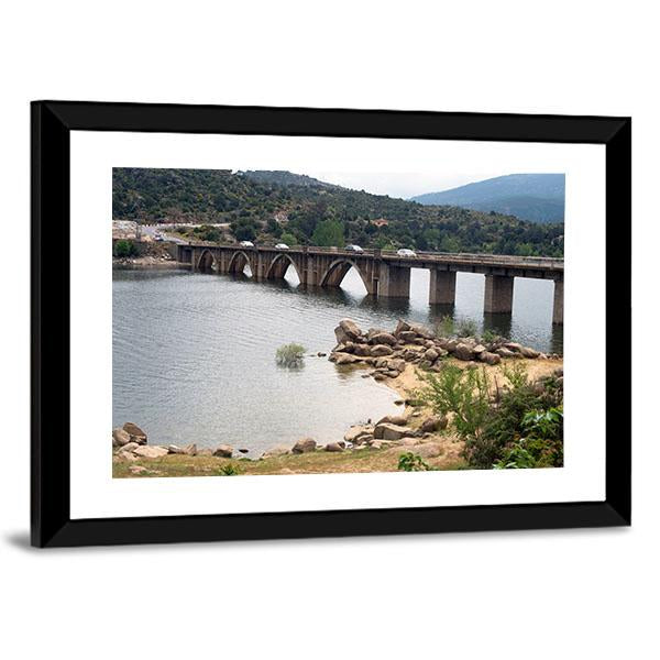 The Burguillo Reservoir Bridge Canvas Wall Art-3 Horizontal-Gallery Wrap-25" x 16"-Tiaracle