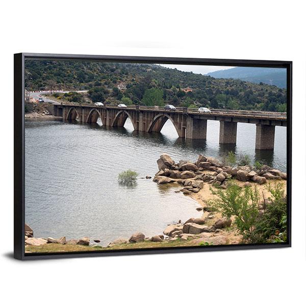 The Burguillo Reservoir Bridge Canvas Wall Art-5 Horizontal-Gallery Wrap-22" x 12"-Tiaracle