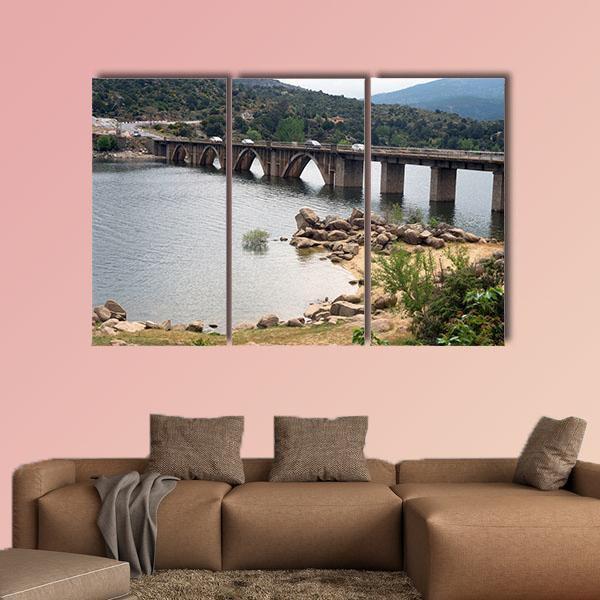 The Burguillo Reservoir Bridge Canvas Wall Art-3 Horizontal-Gallery Wrap-37" x 24"-Tiaracle