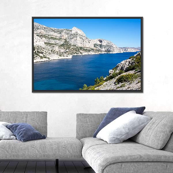 The Calanque de Morgiou Canvas Wall Art-1 Piece-Floating Frame-24" x 16"-Tiaracle
