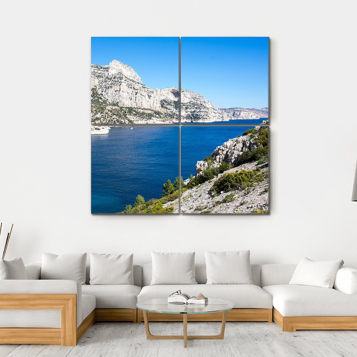 The Calanque de Morgiou Canvas Wall Art-4 Square-Gallery Wrap-17" x 17"-Tiaracle