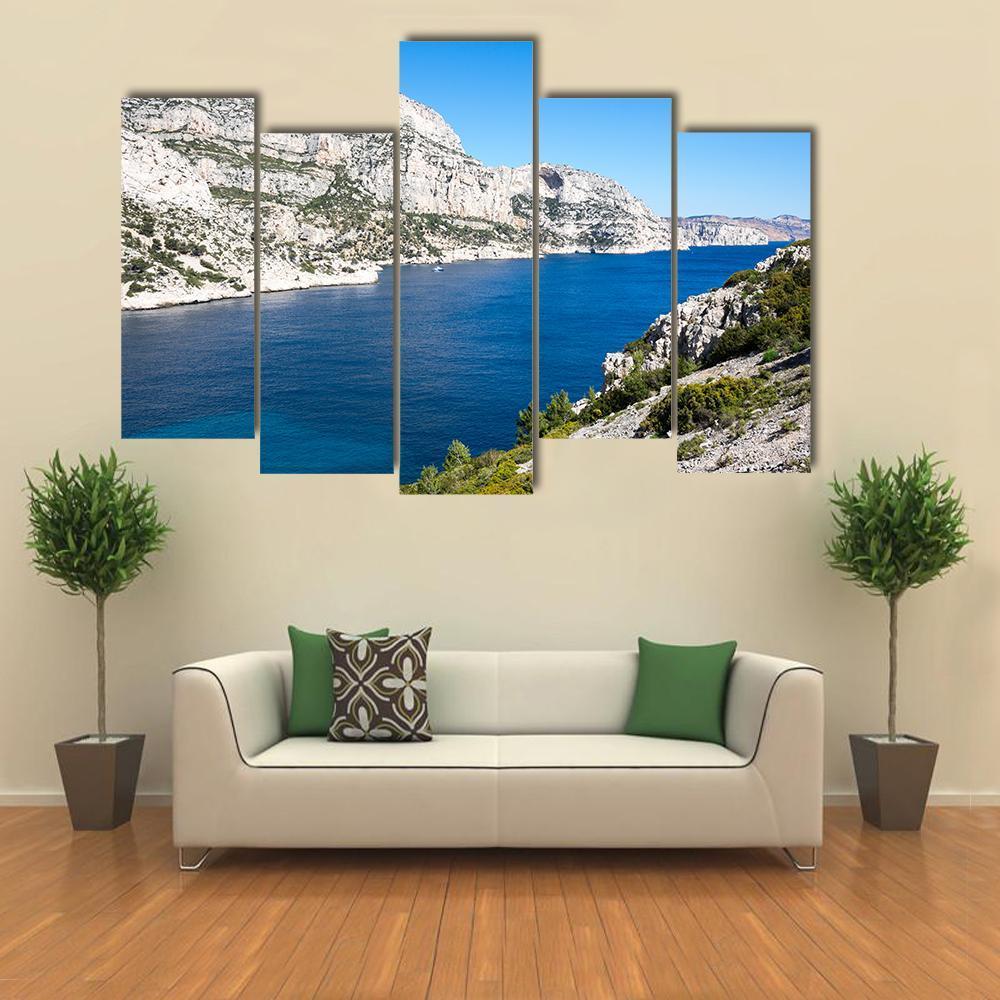 The Calanque de Morgiou Canvas Wall Art-5 Pop-Gallery Wrap-47" x 32"-Tiaracle