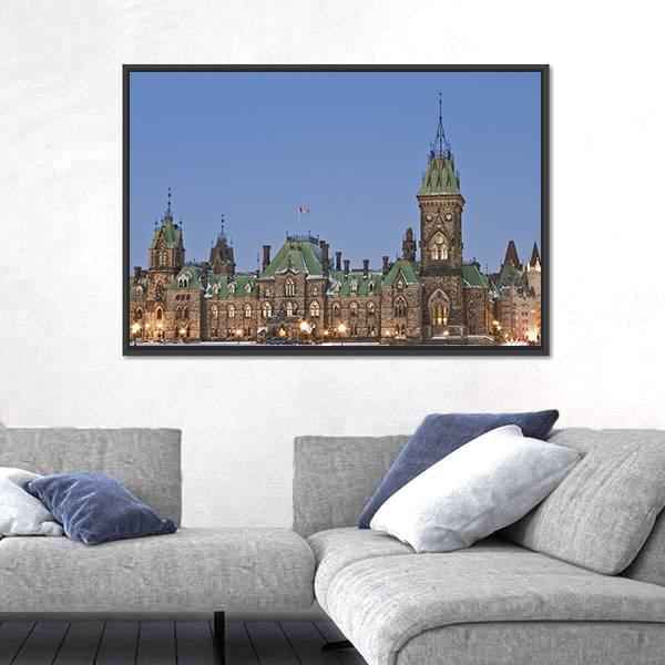 The Canadian Parliament Canvas Wall Art-1 Piece-Floating Frame-24" x 16"-Tiaracle