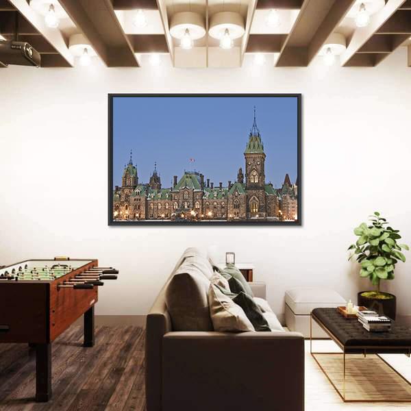 The Canadian Parliament Canvas Wall Art-5 Horizontal-Gallery Wrap-22" x 12"-Tiaracle
