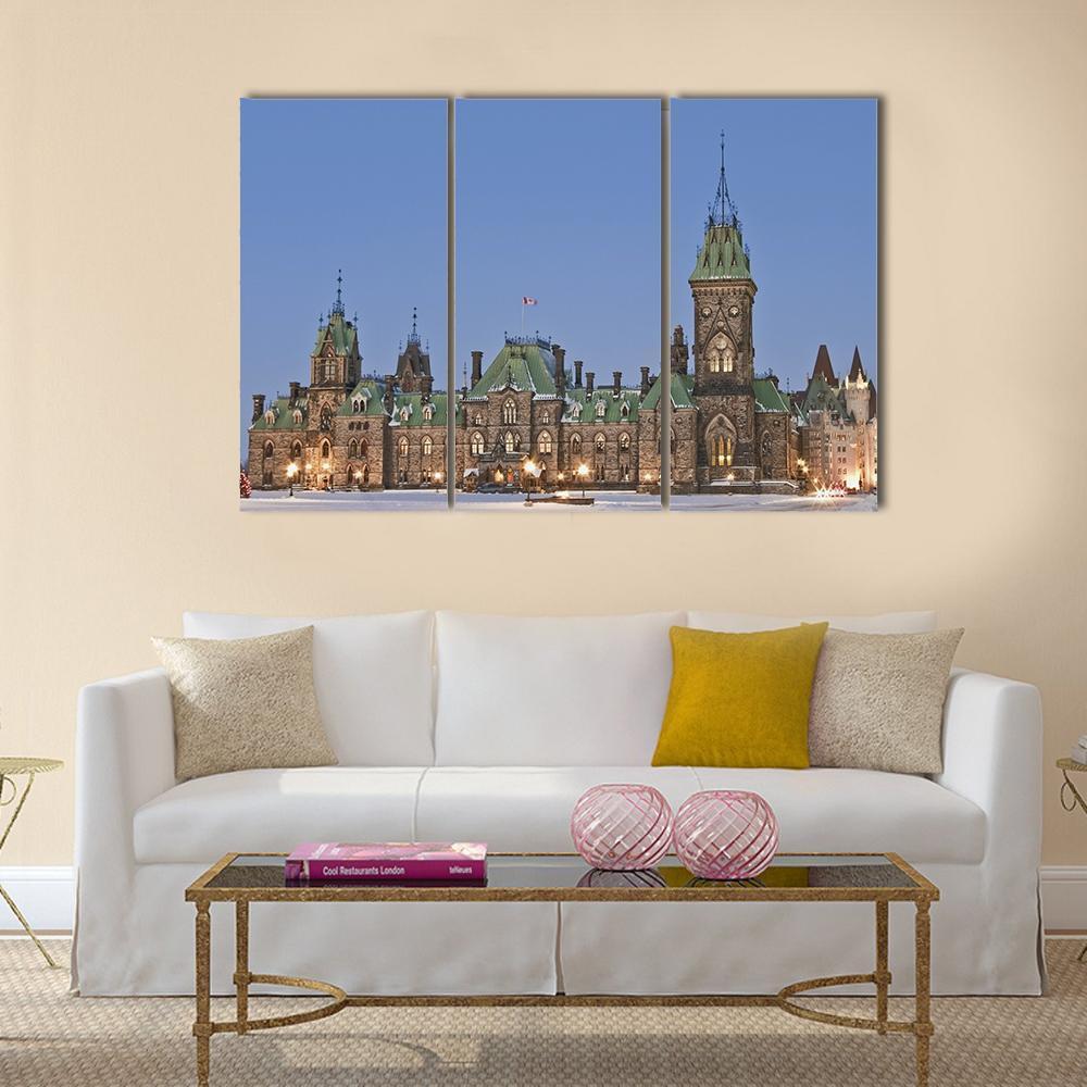The Canadian Parliament Canvas Wall Art-3 Horizontal-Gallery Wrap-37" x 24"-Tiaracle