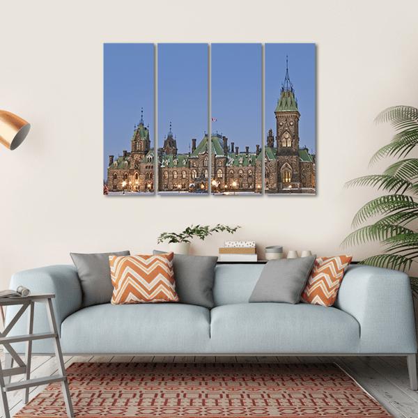 The Canadian Parliament Canvas Wall Art-4 Horizontal-Gallery Wrap-34" x 24"-Tiaracle