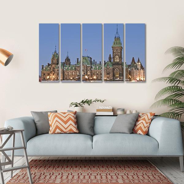 The Canadian Parliament Canvas Wall Art-5 Horizontal-Gallery Wrap-22" x 12"-Tiaracle