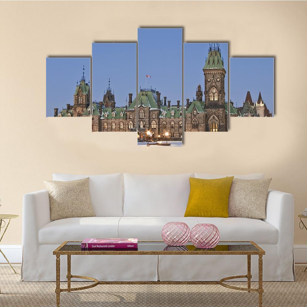 The Canadian Parliament Canvas Wall Art-5 Star-Gallery Wrap-62" x 32"-Tiaracle