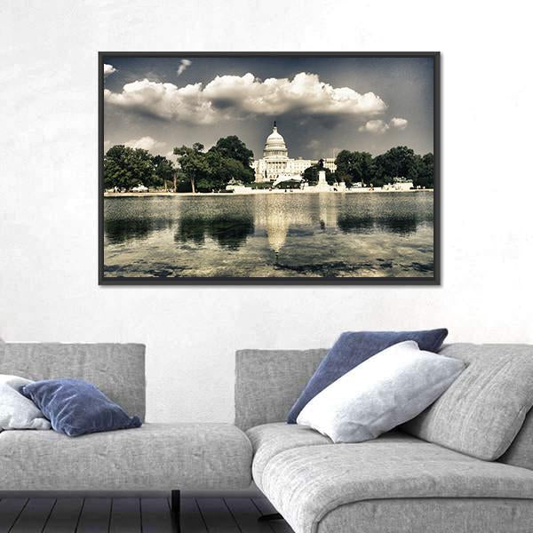 The Capitol In Washington Canvas Wall Art-1 Piece-Floating Frame-24" x 16"-Tiaracle