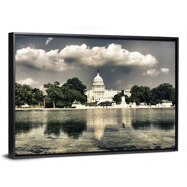The Capitol In Washington Canvas Wall Art-3 Horizontal-Gallery Wrap-25" x 16"-Tiaracle