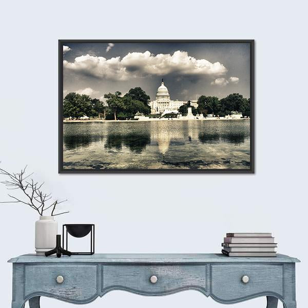 The Capitol In Washington Canvas Wall Art-3 Horizontal-Gallery Wrap-25" x 16"-Tiaracle