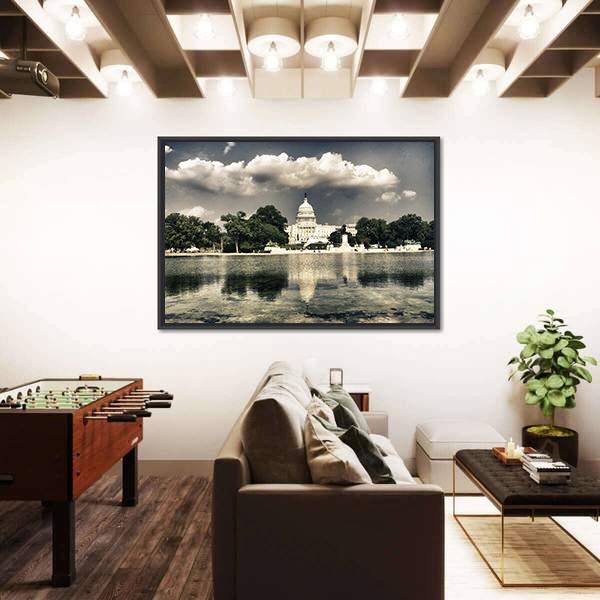 The Capitol In Washington Canvas Wall Art-3 Horizontal-Gallery Wrap-25" x 16"-Tiaracle