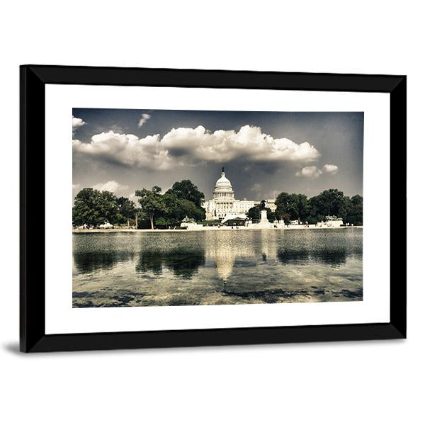 The Capitol In Washington Canvas Wall Art-3 Horizontal-Gallery Wrap-25" x 16"-Tiaracle