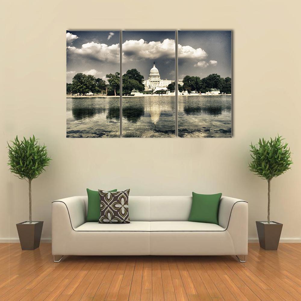 The Capitol In Washington Canvas Wall Art-3 Horizontal-Gallery Wrap-37" x 24"-Tiaracle