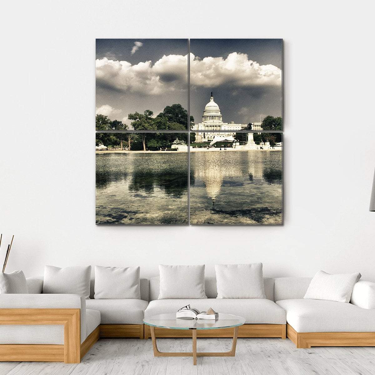 The Capitol In Washington Canvas Wall Art-4 Square-Gallery Wrap-17" x 17"-Tiaracle