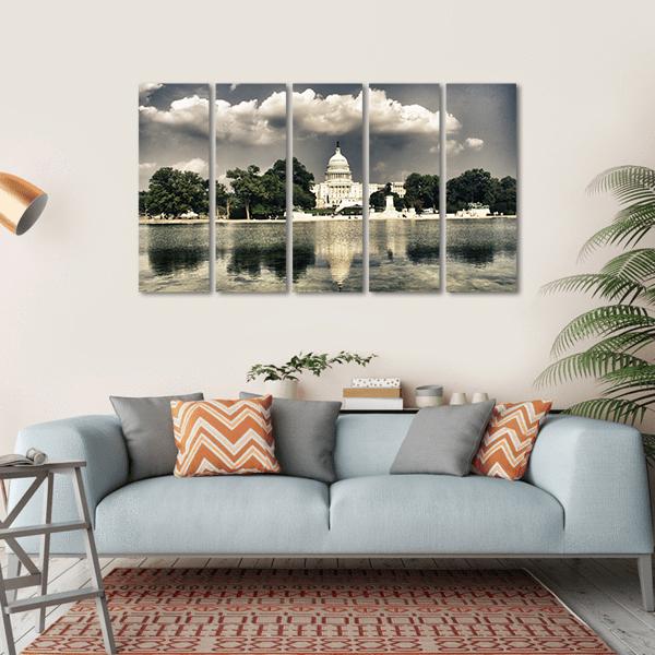 The Capitol In Washington Canvas Wall Art-5 Horizontal-Gallery Wrap-22" x 12"-Tiaracle