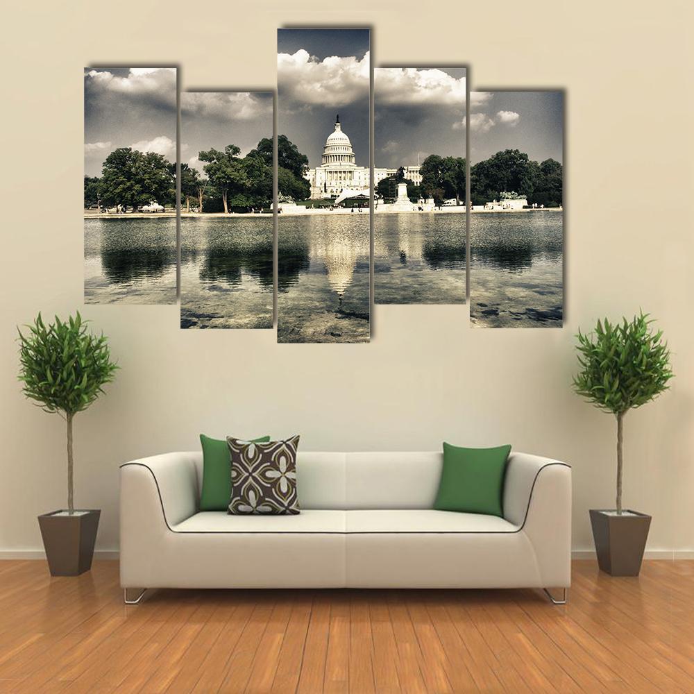 The Capitol In Washington Canvas Wall Art-5 Pop-Gallery Wrap-47" x 32"-Tiaracle