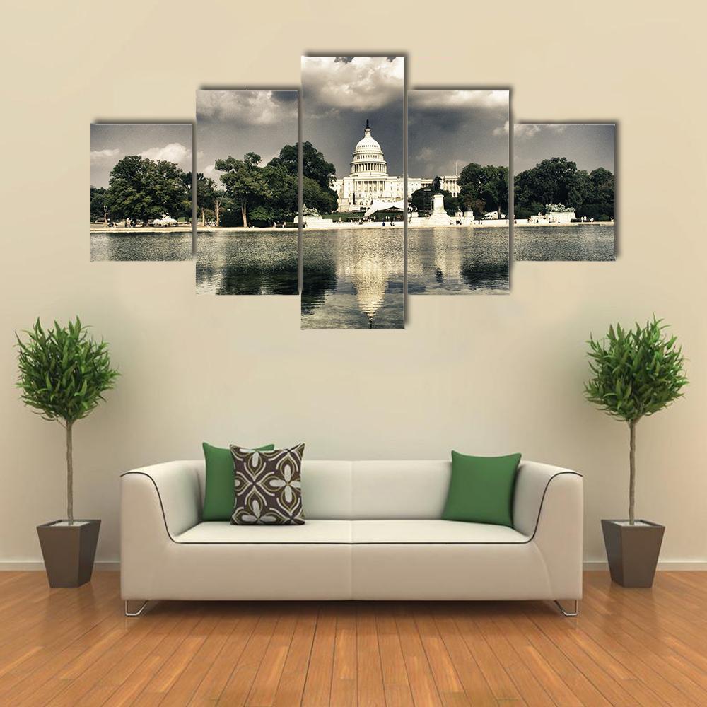 The Capitol In Washington Canvas Wall Art-5 Star-Gallery Wrap-62" x 32"-Tiaracle