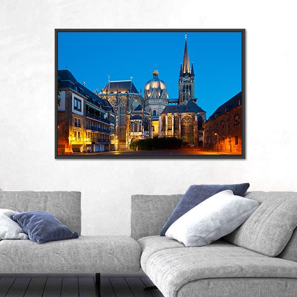 The Cathedral Of Aachen Canvas Wall Art-1 Piece-Floating Frame-24" x 16"-Tiaracle