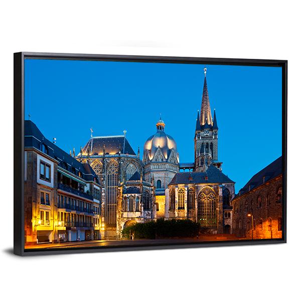 The Cathedral Of Aachen Canvas Wall Art-3 Horizontal-Gallery Wrap-25" x 16"-Tiaracle