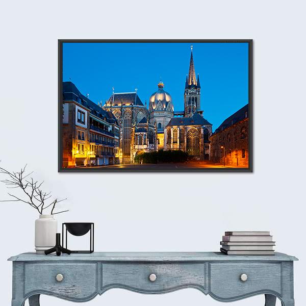 The Cathedral Of Aachen Canvas Wall Art-3 Horizontal-Gallery Wrap-25" x 16"-Tiaracle