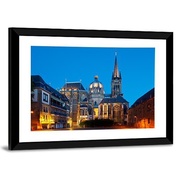 The Cathedral Of Aachen Canvas Wall Art-3 Horizontal-Gallery Wrap-25" x 16"-Tiaracle