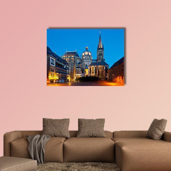 The Cathedral Of Aachen Canvas Wall Art-1 Piece-Gallery Wrap-48" x 32"-Tiaracle