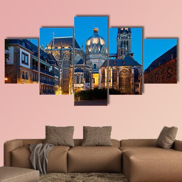 The Cathedral Of Aachen Canvas Wall Art-5 Star-Gallery Wrap-62" x 32"-Tiaracle