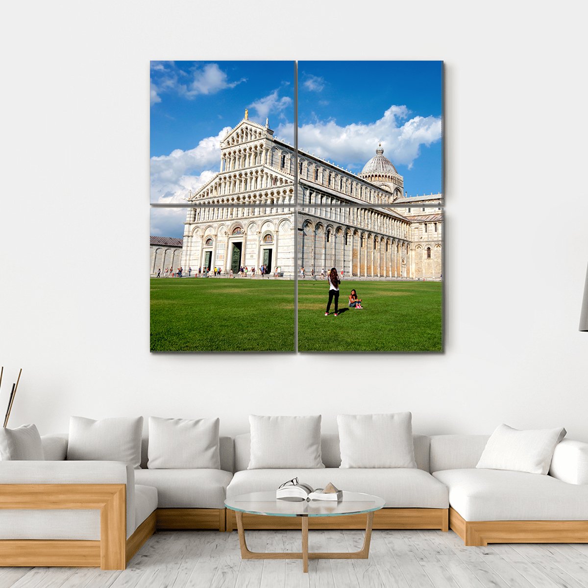 The Cathedral Of Pisa Canvas Wall Art-4 Square-Gallery Wrap-17" x 17"-Tiaracle