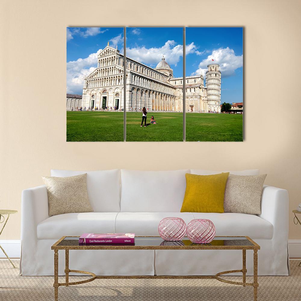 The Cathedral Of Pisa Canvas Wall Art-5 Pop-Gallery Wrap-47" x 32"-Tiaracle