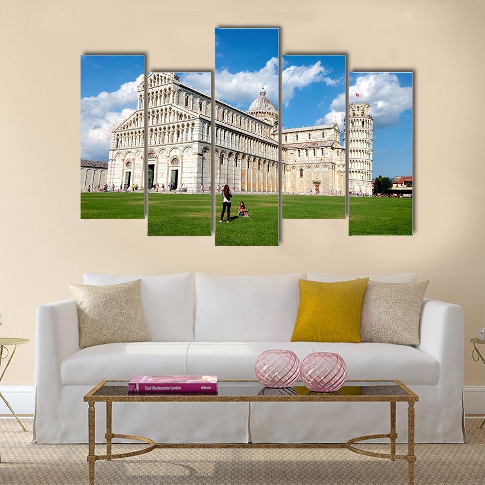 The Cathedral Of Pisa Canvas Wall Art-5 Pop-Gallery Wrap-47" x 32"-Tiaracle
