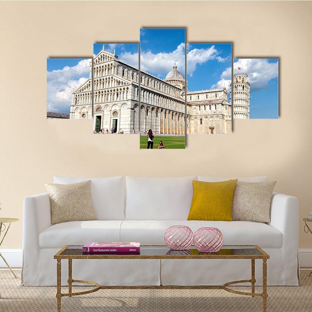 The Cathedral Of Pisa Canvas Wall Art-5 Star-Gallery Wrap-62" x 32"-Tiaracle
