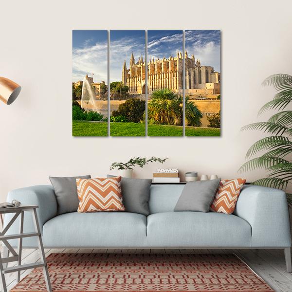 Palma Cathedral Spain Canvas Wall Art-4 Horizontal-Gallery Wrap-34" x 24"-Tiaracle
