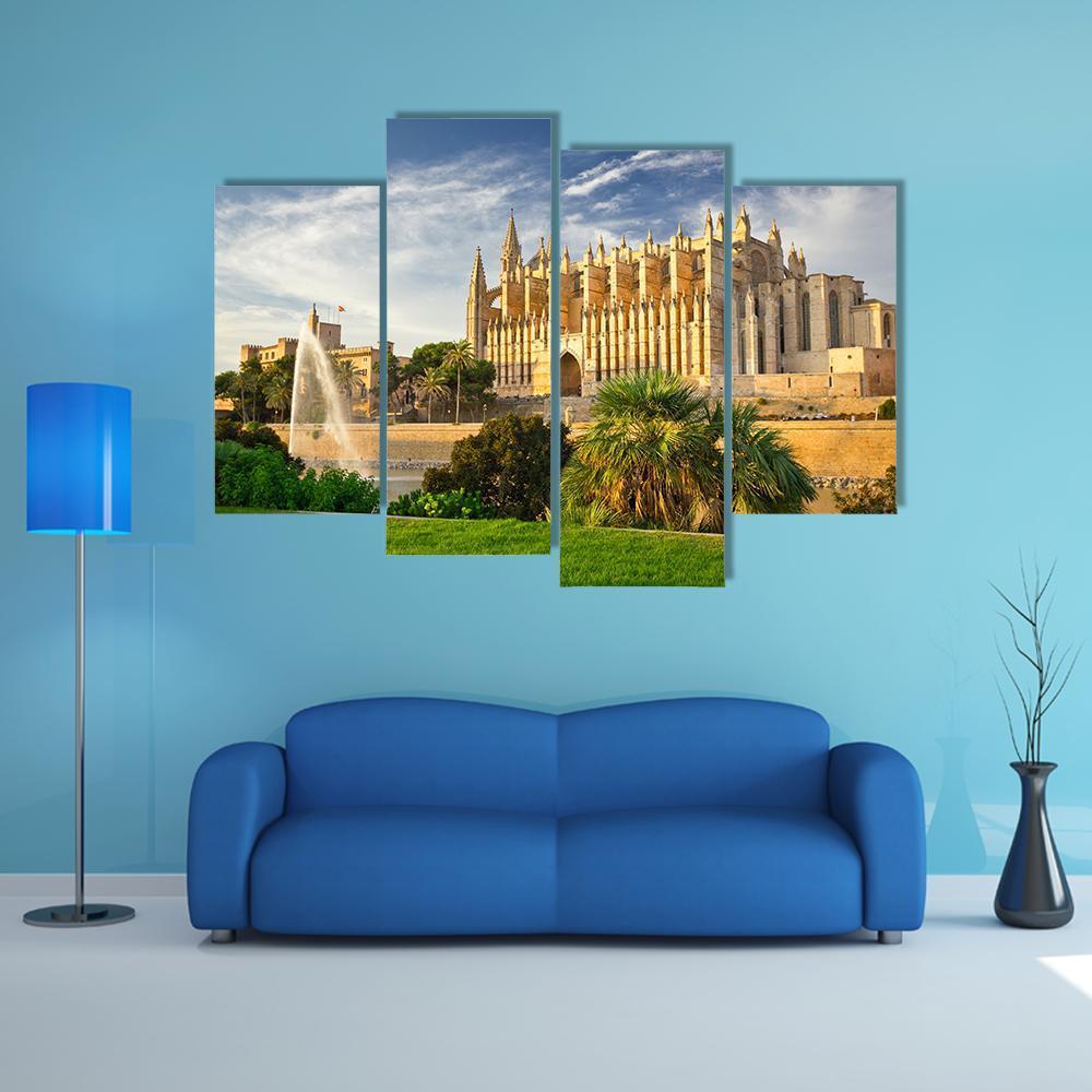 Palma Cathedral Spain Canvas Wall Art-4 Pop-Gallery Wrap-50" x 32"-Tiaracle