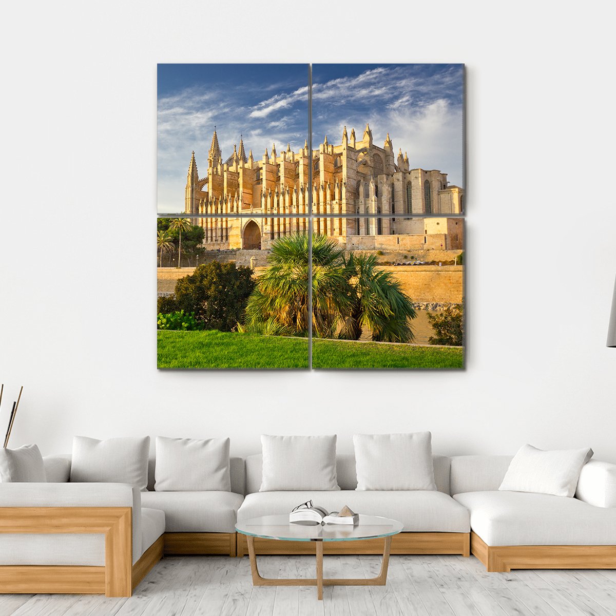 Palma Cathedral Spain Canvas Wall Art-4 Square-Gallery Wrap-17" x 17"-Tiaracle