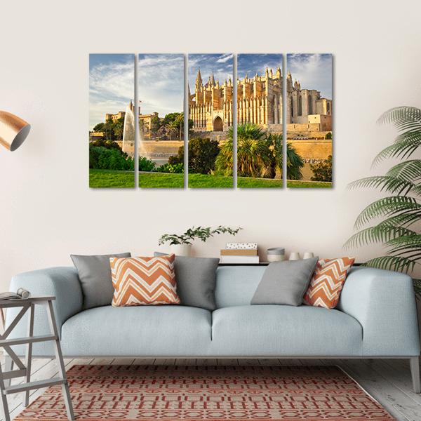 Palma Cathedral Spain Canvas Wall Art-5 Horizontal-Gallery Wrap-22" x 12"-Tiaracle