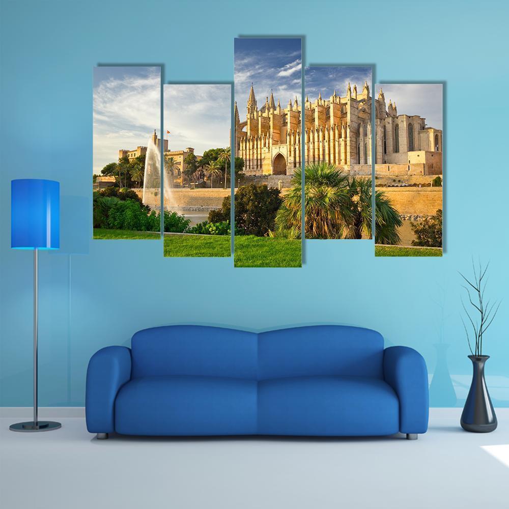 Palma Cathedral Spain Canvas Wall Art-4 Pop-Gallery Wrap-50" x 32"-Tiaracle