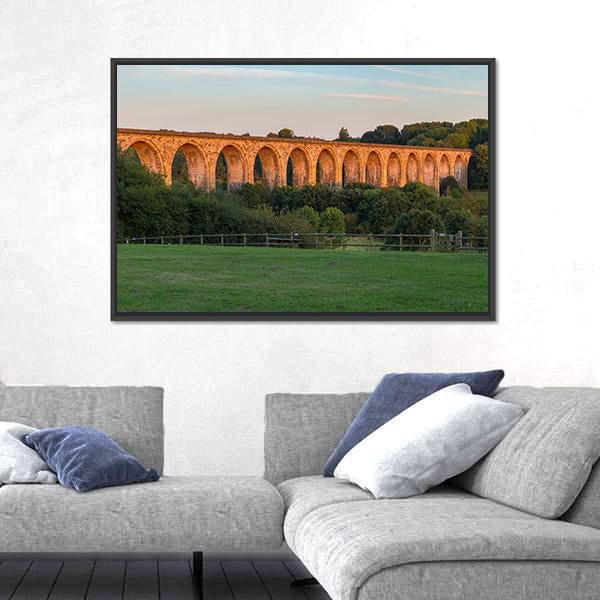 The Cefn Mawr Viaduct Canvas Wall Art-1 Piece-Floating Frame-24" x 16"-Tiaracle