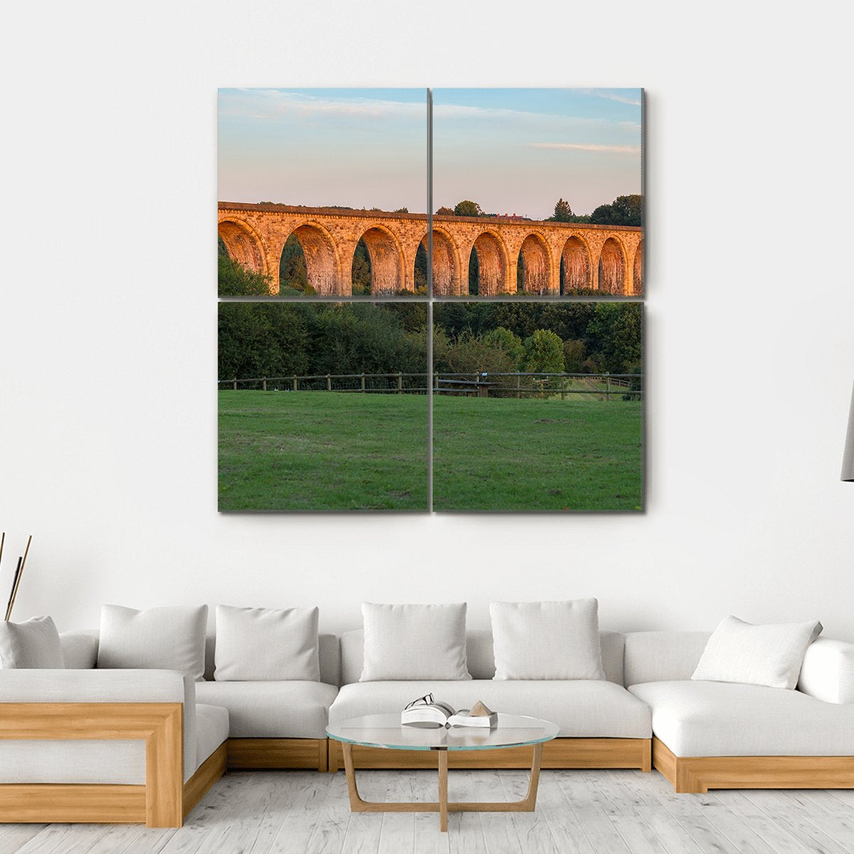 The Cefn Mawr Viaduct Canvas Wall Art-4 Square-Gallery Wrap-17" x 17"-Tiaracle